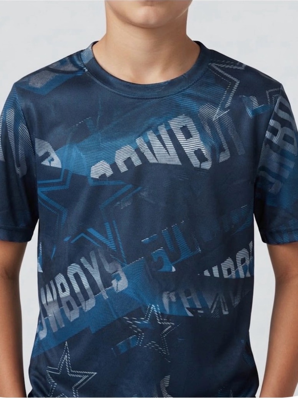 NFL Cowboys Youth L/XL 14/16 Blue Graphic All Over Print T-Shirt